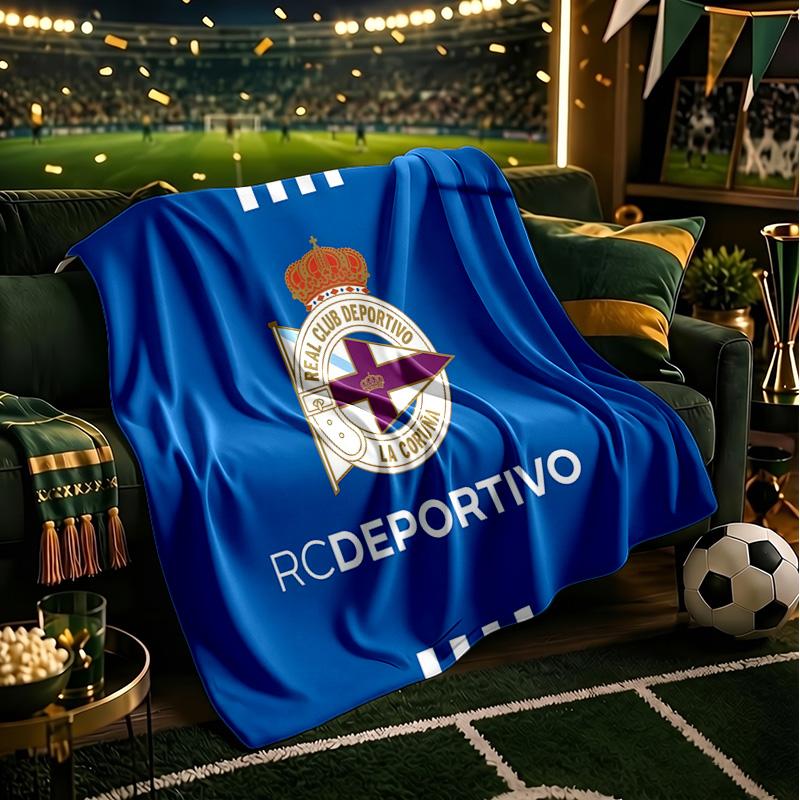 Deportivo A Coruna Crest Throws Blanket Flannel Blankets Plush for Couch Bed Gifts for Men Women Travel picnic blanket Christmas fan gifts