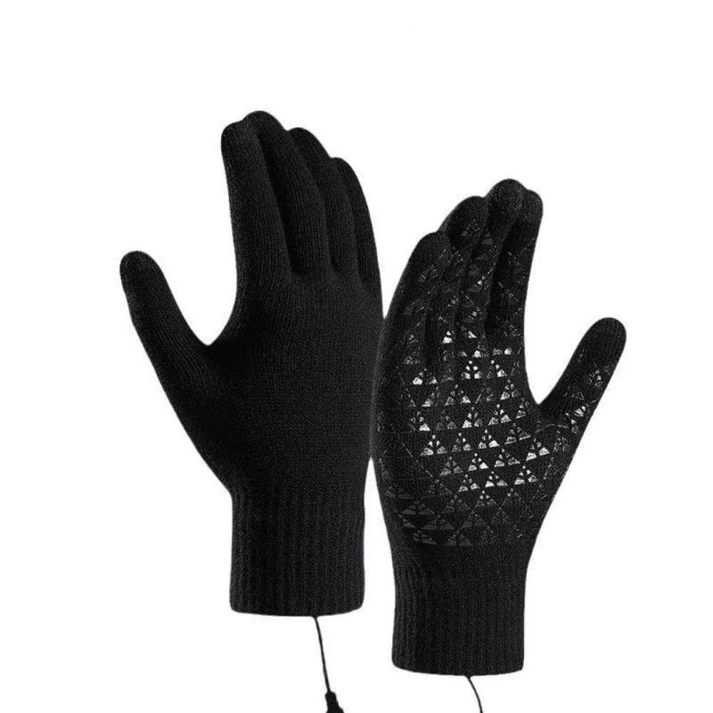 Verstellbare Temperatur Winter Heizhandschuhe Einfarbige Gestrickte Polyesterhandschuhe Herren