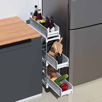 3/4-Tier Slim Storage Cart with Removable Baskets - Smooth Sliding Pullout Shelves for Efficient Home Organization - Perfect for Tight Spaces