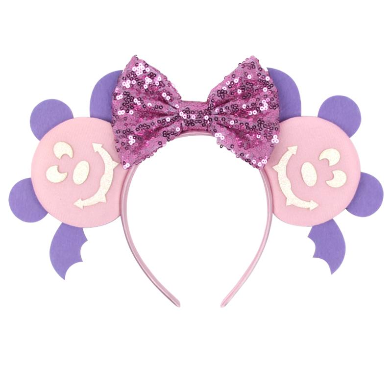 Halloween Mouse Ears Headband Sequins Bow Hairband For Women Featival Party DIY Hair Accessories Boutique