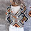 Women's Casual Fashion 2022 Print Long Sleeve Pullover Hooded Top