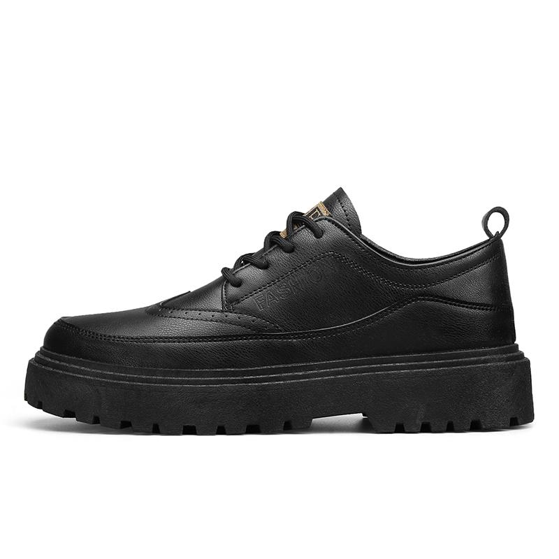 New Fashion Leather Casual Design Shoes Men Flats Platform Shoe Soft Sole Sports Sneakers Man Comfortable Lace Up Black Footwear