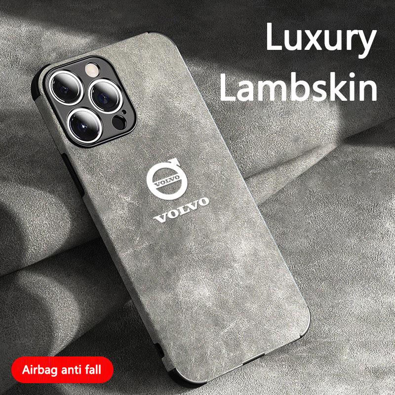 Car For Volvo Emblem Suede All Inclusive Phone Case For iPhone 16 15 13 14 12 Pro Max Mini 8 XR XS 16 Plus 15Pro MAX Cover Shell