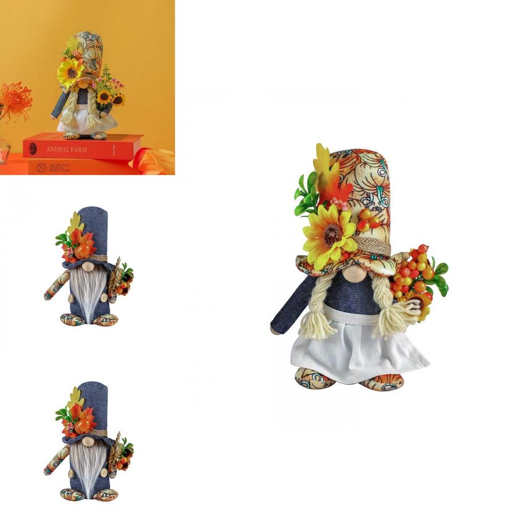 Denim Rudolph Plush Toy Pumpkin Harvest Festival Maple Leaf Faceless Dwarf Thanksgiving Autumn Color Doll Decoration