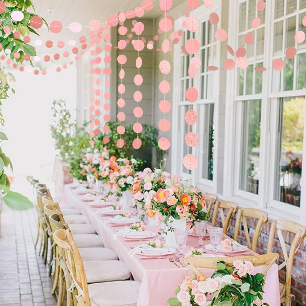 Cheerland Circle Dots Garland for Wedding Party Decorations Winter Wonderland Hanging Circle Streamers Dot Backdrop Backdrop Banner Decor for Bday