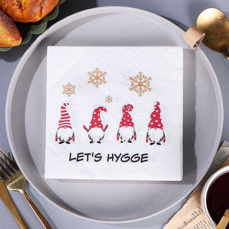 Christmas Printed Napkins - Festive Dining & Bakery Paper Napkins, Disposable Handkerchief Tissue for Home, Restaurant 20pcs/pack