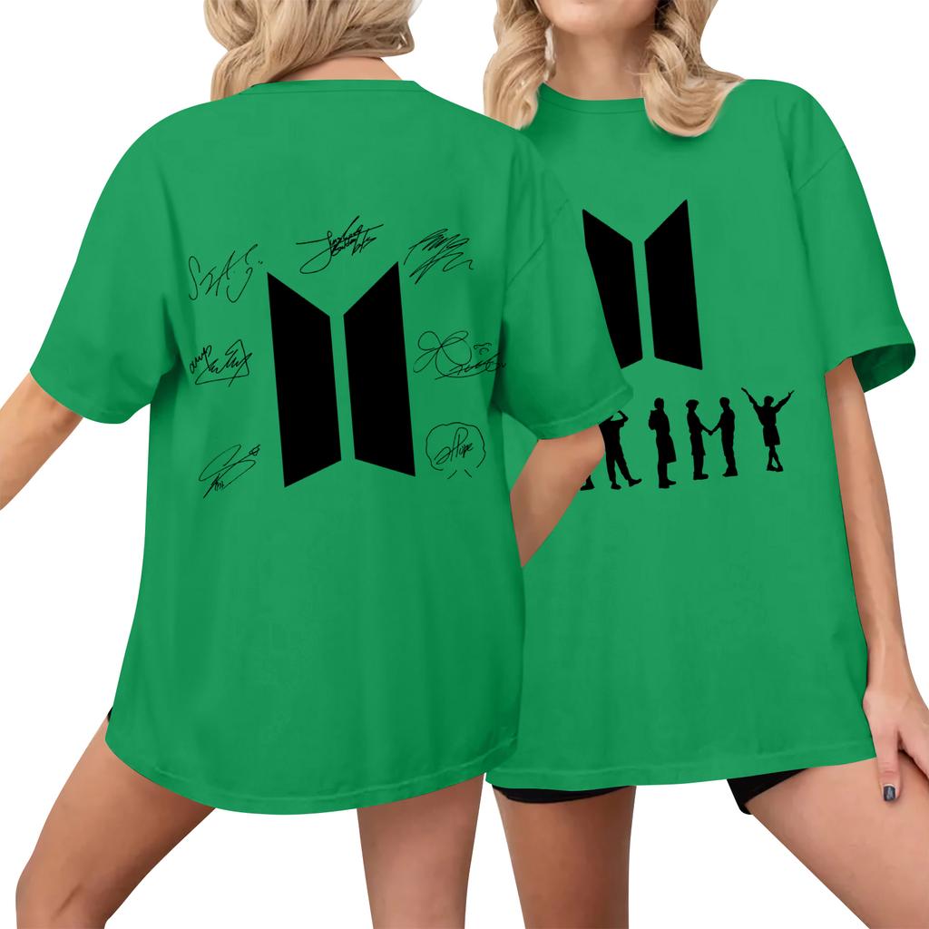 Dámské ležérní tištěné tričko s kulatým výstřihem, svetr s krátkým rukávem