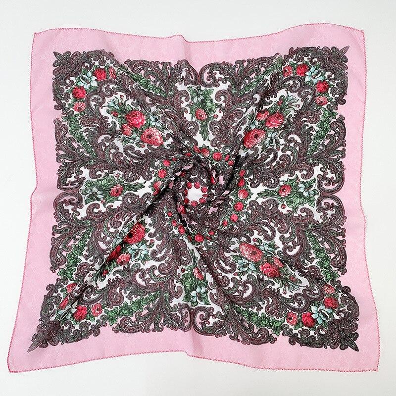 70*70cm Russian Floral Printed Square Bandana Scarf
