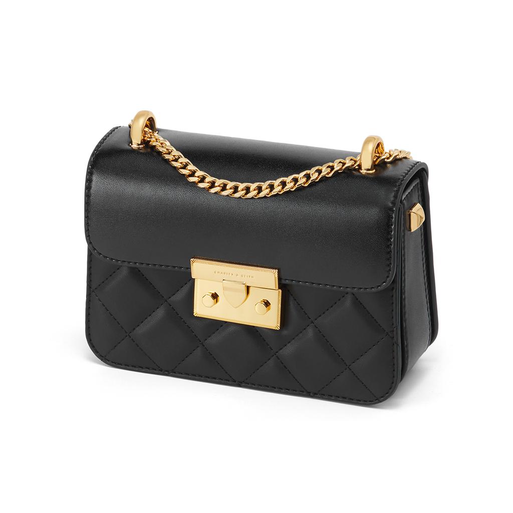 New CHARLES&KEITH PU Small Square Bag, Crossbody Bag, Shoulder Bag Trumpets Women's Butter/Black/Light Blue/Mint Green CK2-80701218-6