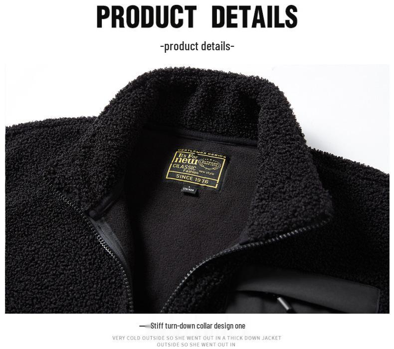 Men's Winter Velvet Fleece Jacket - Long Sleeve, Stand Collar, Thickened Casual Hoodie