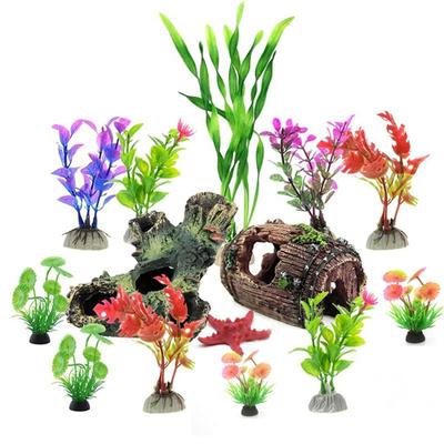 14pack Artificial Landscaping Plant Fish Tanks Decoration Natural Unique Plant for Home or Office Use