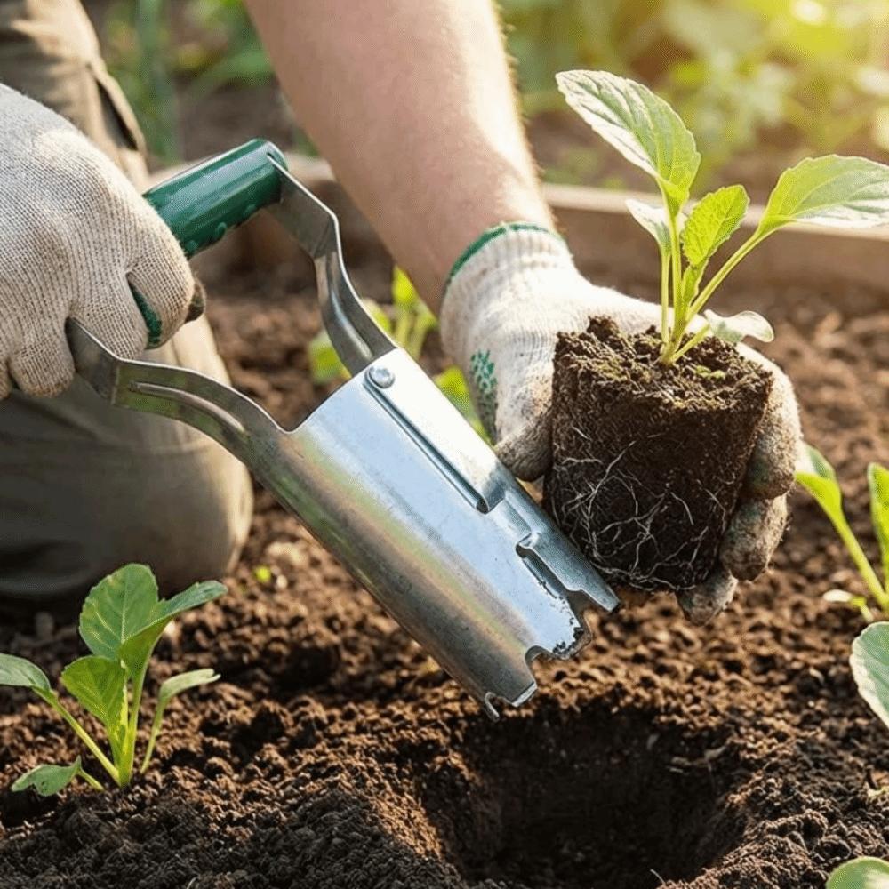 Handheld Seedling Transplanting Plastic Handle Cylinder Hole Punch Digger Efficient Horticultural Tool Vegetable Planter