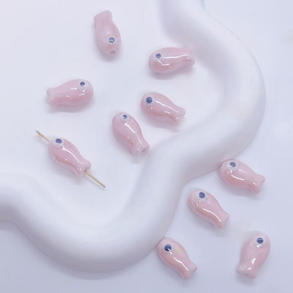 Hand-Painted Small Fish Eye Ceramic Beads for DIY Necklaces & Bracelets