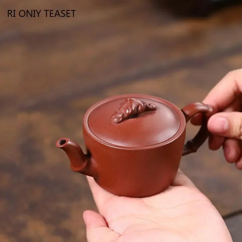 110ml Chinese Yixing Purple Clay Teapots Small Capacity Handmade Bamboo Shape Tea Pot Beauty Tea Infuser Kettle Zisha Tea Set