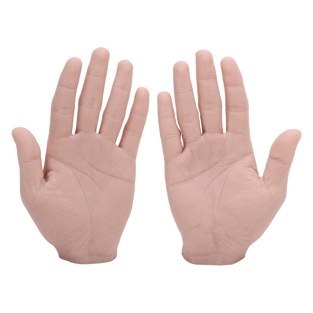 1 Pair Realistic Silicone Male Hand Model Soft Flexible Reusable Male Mannequin Hand Model for Showing Jewelry Painting