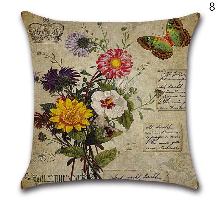 Premium Quality Tropical Feuilles Cushion Cover With Vintage Floral Design For Sofa