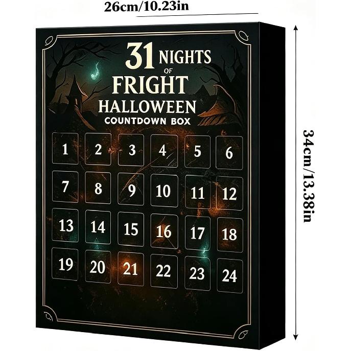 Calendario dell'Avvento di Halloween 3D 2026 Scatola Misteriosa Sorpresa 31 Notti di Paura Conto alla Rovescia di Halloween Con 31 Mini Figure Spettrali Per Decorazione Scrivania Casa