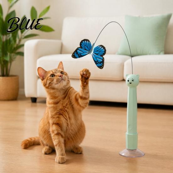 Juguetes Electrónicos Silenciosos para Mascotas Varita Mariposa Eléctrica para Gatos Recargable Juguete de Varita Interactiva Rotación 360 Auto-Juego Automático para Gatos con 2