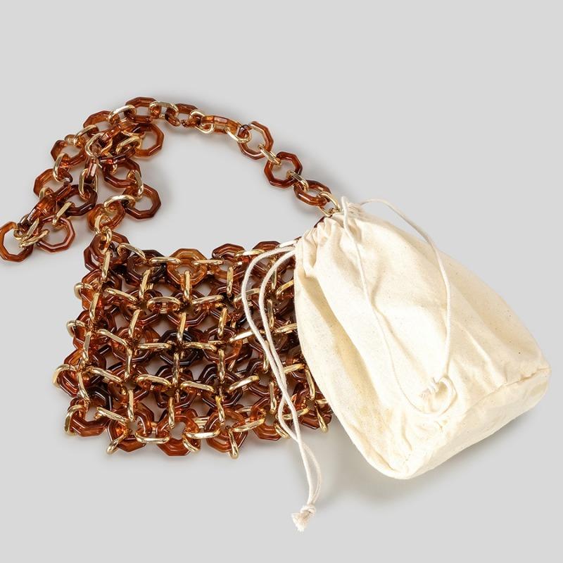 Τσάντα Χειρός Ακρυλικού Δαχτυλιδιού Εξειδικευμένου Σχεδιασμού Πλεκτή με το Χέρι Διάτρητη Τσάντα Ώμου Γυναικεία Τσάντα Crossbody με Κορδόνι