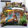 3D Tiger Duvet Cover Soft Comforter Cover Animal Bedding Set Tiger Pattern Quilt Cover for Bedroom Decor 2/3Pcs King Queen Size
