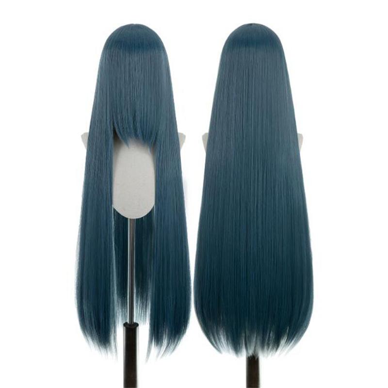 Perucă lungă și dreaptă de 100 cm, blondă, aurie, roz, portocaliu, maro, violet, albastru, verde, negru, gri, culori, rezistentă la căldură, păr Lolita