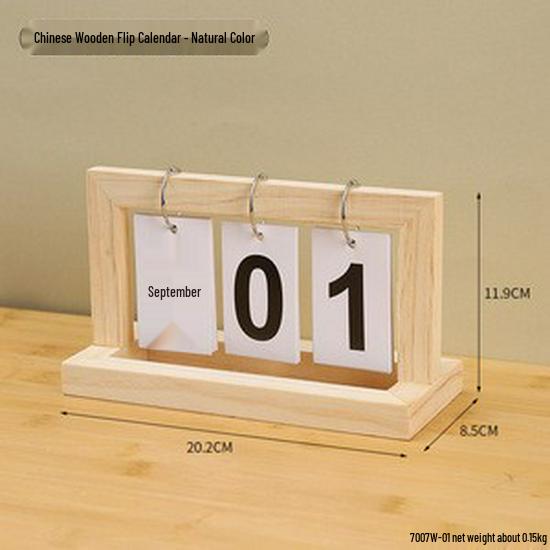Simple Wood Flip Calendar: Perpetual Desk Ornament & Photo Prop