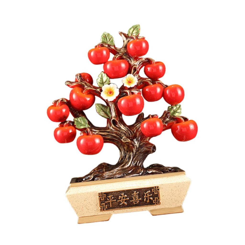 Persimmon Statue Feng Shui Figurine Sculpture Ornament Centerpiece Resin Blessing Decor Handmade
