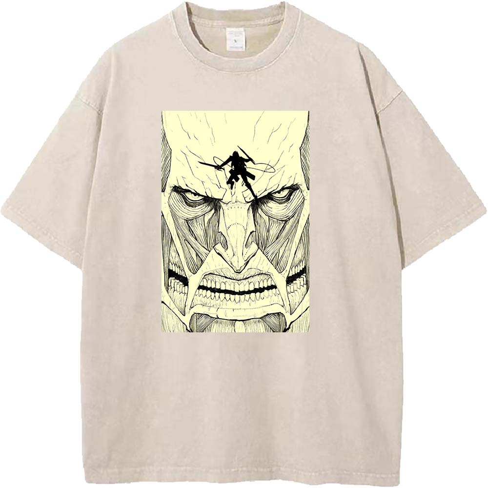 

Hot Anime Attack On Titan Levi Ackerman Printing Tshirt Men Short-sleeve Cotton T-shirts Vintage Washed Tee Harajuku Male Tops S хаки