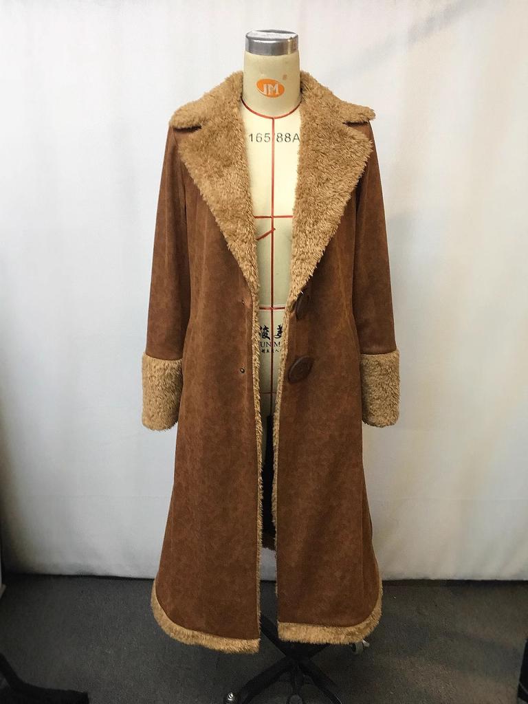 European and American denim women's western retro trench coat plush autumn and winter fashion warm jacket