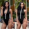 Slim Fit Women Bikini Sexy Sleeveless Zipper Design Lady Swimwear Water Sports
