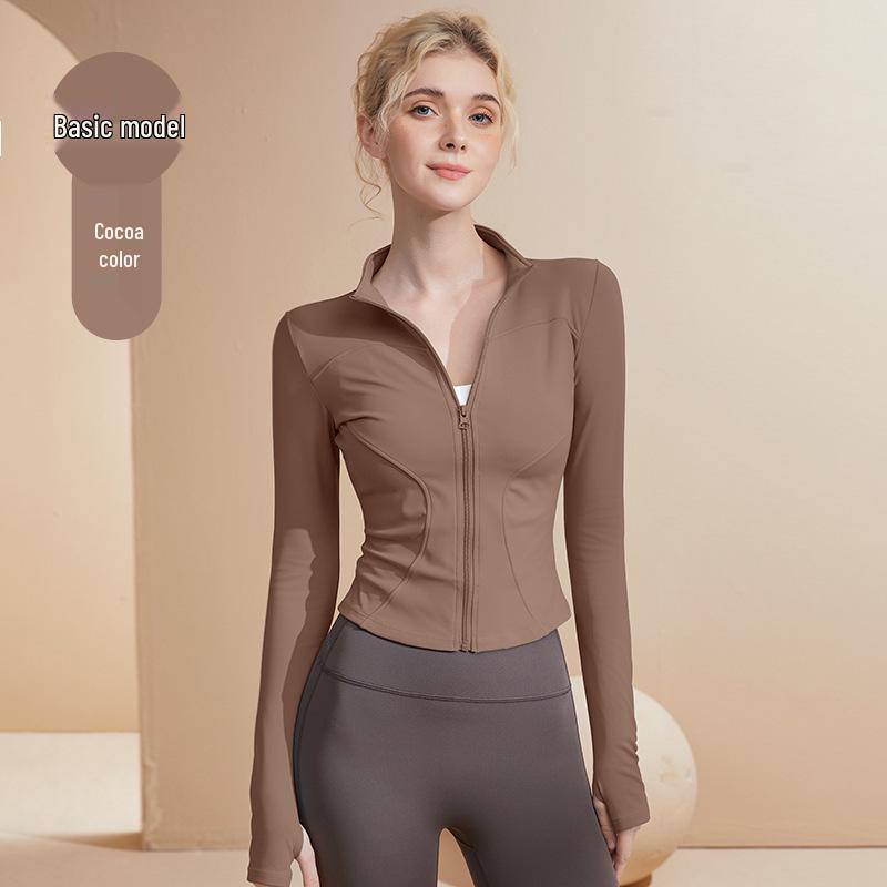 2026 Women's Quick-Dry Stand Collar Yoga Jacket - Long Sleeve, Sun Protection, for Running and Fitness
