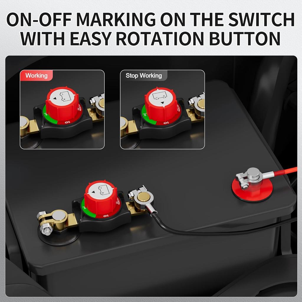 Battery Disconnect Switch 275A Top Post Car Battery Cut Off Switch 12-48V On/Off Heavy Duty Disconnect Shut Off Switch For RV Marine Boat