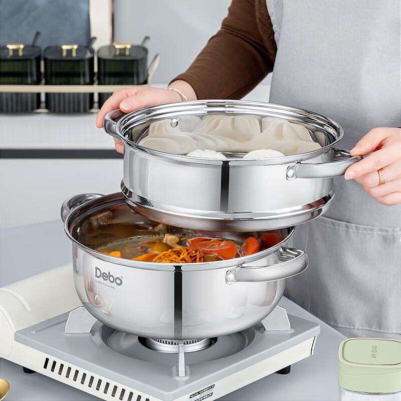 DePolina 304 Stainless Steel Double Layer Steamer & Soup Pot