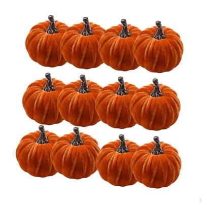 12 Pieces Artificial Velvet Pumpkins Fake Thanksgiving Small Centerpiece Autumn Mini