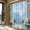 Coastal Sea View Shower Curtain Polyester Machine Washable With 12 Hooks For Bathroom Decor