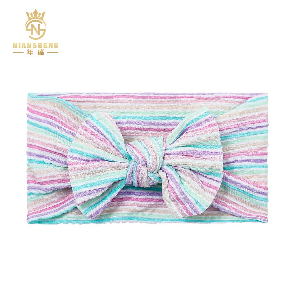 Frühlings-Jacquard Doppelreihiges Nylon-Stirnband mit bedruckter Schleife für Babys