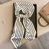 Women Narrow Thin Scarf Striped Long Silk Scarf Women Handle Bag Ribbons Multi-Function Decorative Neckerchief Hair Tie Band