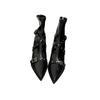 Rivet thin heel locomotive short boots thin boots women's autumn and winter new belt buckle high heel boots punk style boots