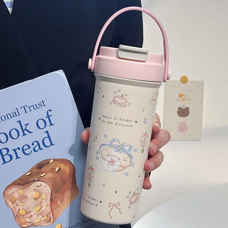 Salt Cat Creators 600ml Insulated Travel Mug With Handle And Straw For Office And Outdoor Use