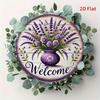 Vintage Metal Wall Art Lavender Print, Round Tin Sign 8x8 Inch for Bedroom Home Decor