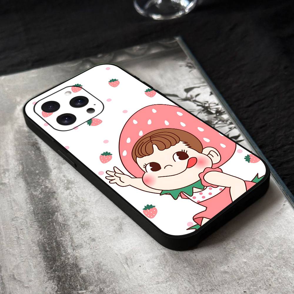 Fujiya Milky Peko-Chan Phone Case Black Silicone Soft Shell For IPhone 17 16 15 14 13 12 11 Air Pro Max Plus Hot Sale