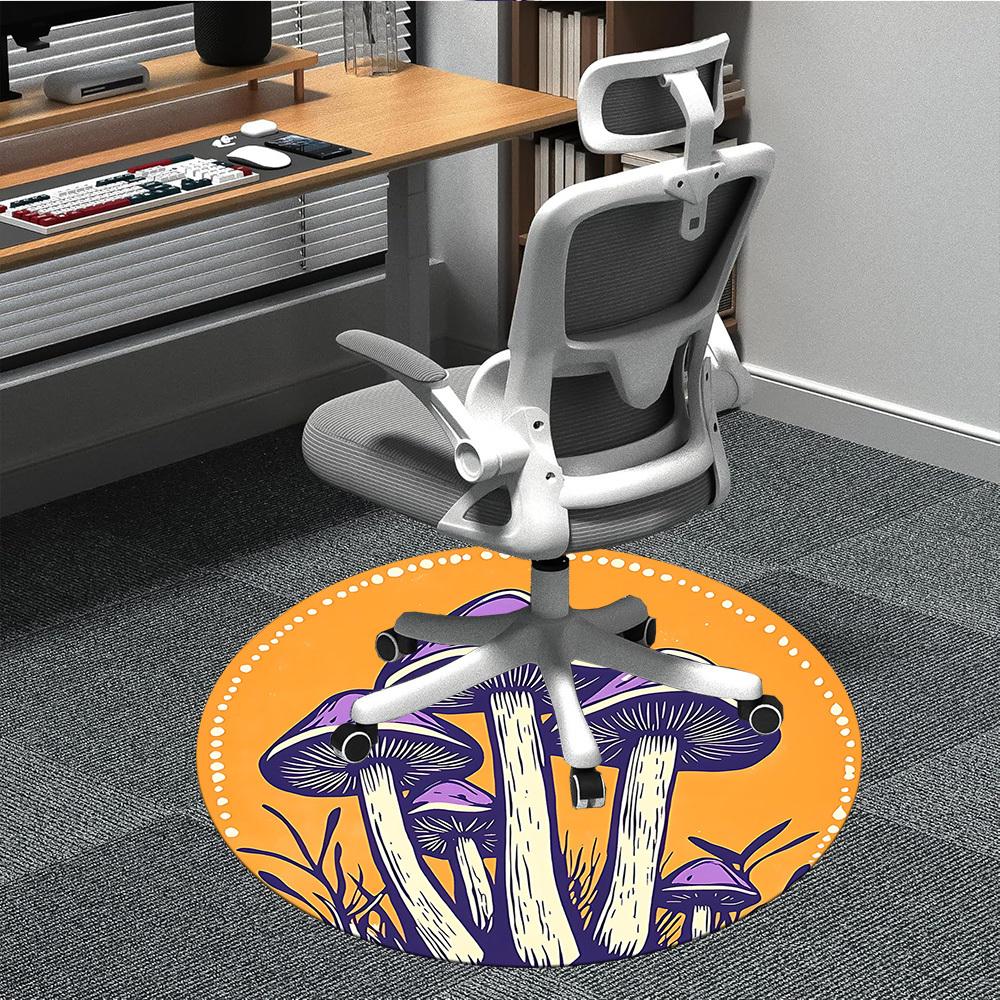 

1pc Mushroom Fantasy Office Round Area Rug, Mat Suitable For Office, Under Office Chairs Bedroom Living Room Home Decor, Room Deco 80cm