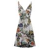 Ladies Slim Printed  Buckle Shoulder Strap Ruffled Sling Dress