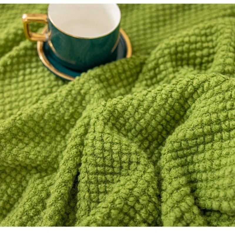Ins Style Homestay Bed End Towel Thick Thread Woven Air Conditioning Blanket Solid Color Bubbles Camping Sofa Blanket Multi Functional Tassel Bedding