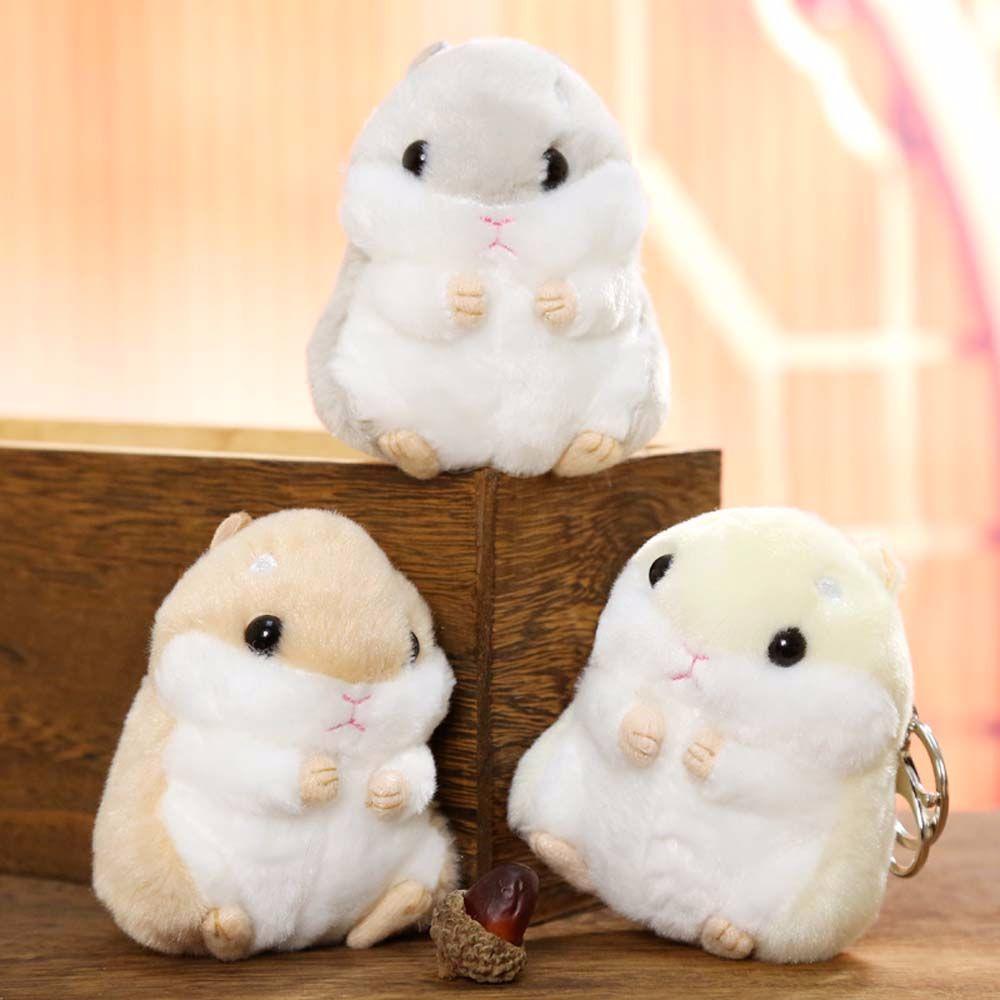 10cm Søte Plysjleker Kawaii Veske Ryggsekk Anheng Nøkkelring Kosedyr Barneleker til Barn Jente Bursdagsgave Hamsterdukke
