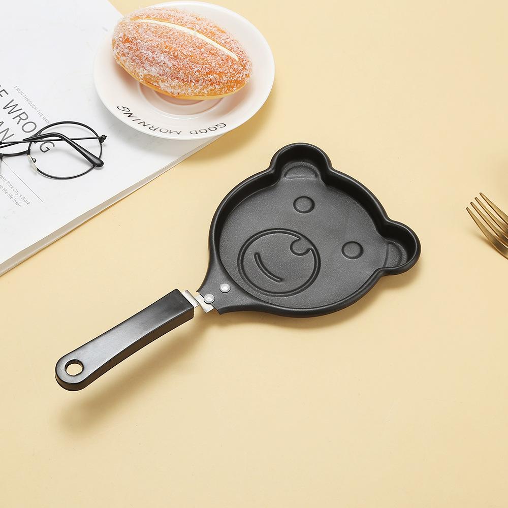 Mini Egg Frying Pan, Non-Stick Frying Pan, Bear-Shaped and Pig-Shaped Mini Non-Stick Frying Pan with Handle, Portable Camping Cooking Omelette Pan