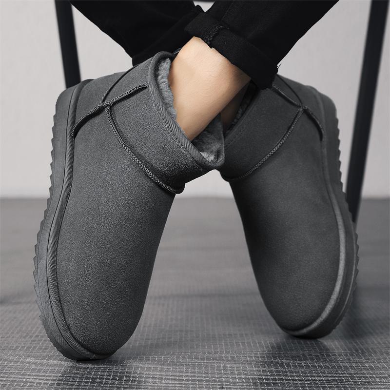 Klassische gelbe Schneestiefel Herren Winter Kurze Plüsch Stiefeletten für Männer Frauen Wildlederstiefel Outdoor Rutschfeste Plateau Fuzzy Schuhe Herren