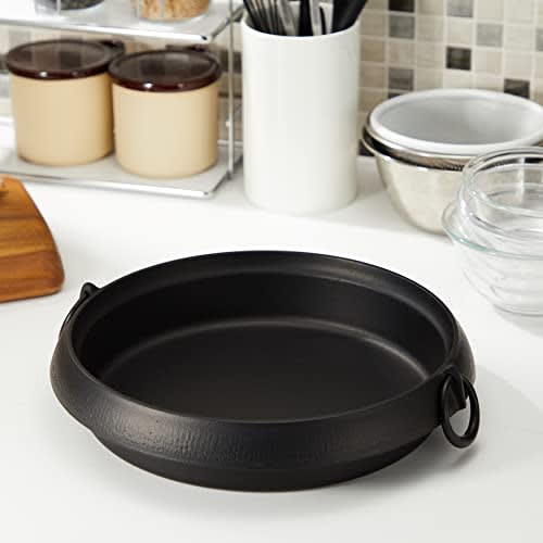 Iwachu Sukiyaki Pot, Beautiful Skin, Large, Black Finish, Induction Compatible, Nanbu Ironware, 20015