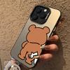 Cute Rabbit Bear Couple Design TPU Basic Phone Case For iPhone 16 15 Pro Max 14 13 12 11 XS X XR 7 8 Plus 16E Matte Hard Cover