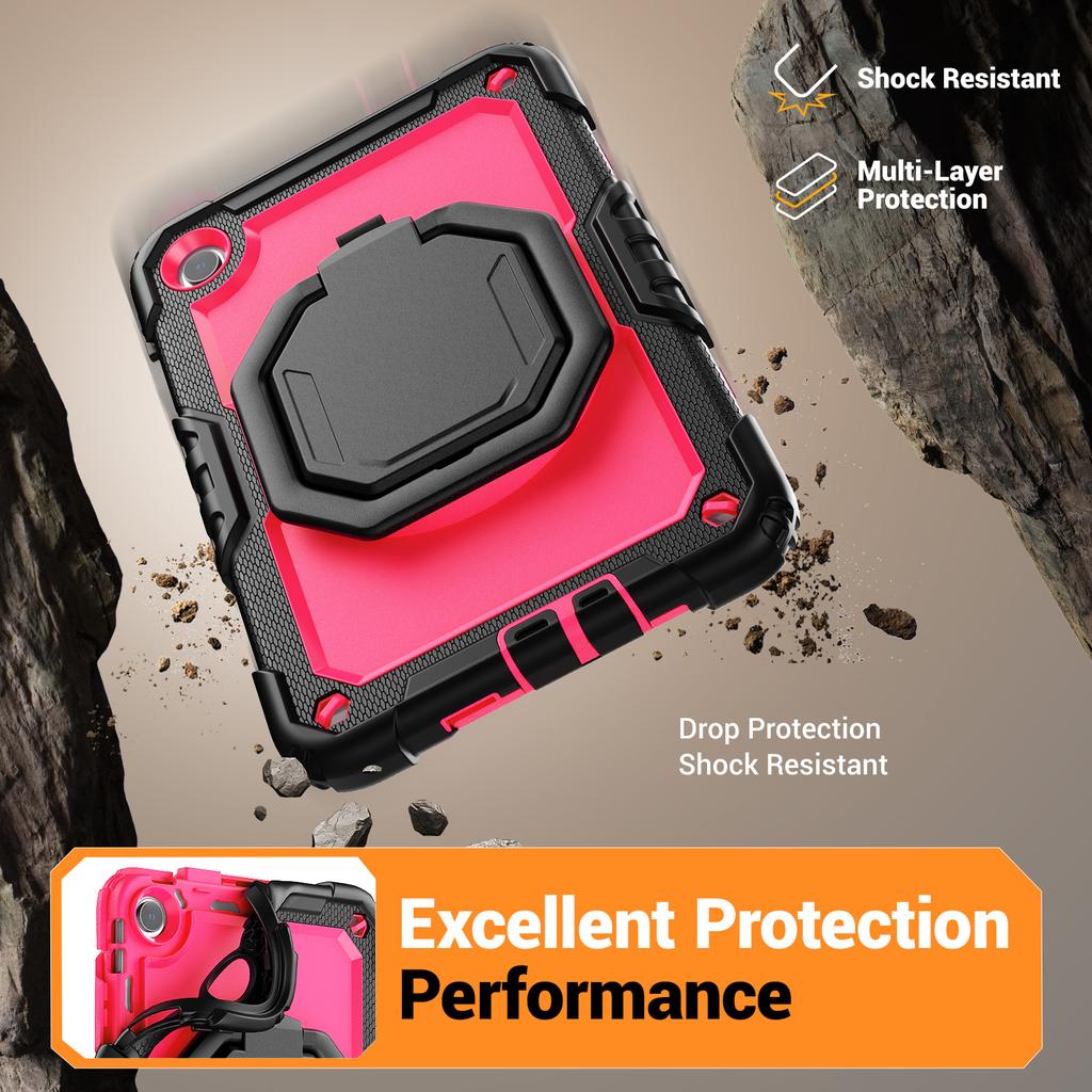 360 Rotating Stand Rugged Case For Poco Pad C1 Redmi Pad 2 SE 9.7 inch Heavy Duty Pull Ring Cover Armor Tablet Cover
